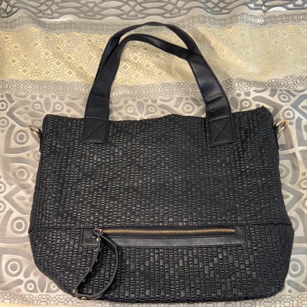 Elegant Black Woven Tote Bag
